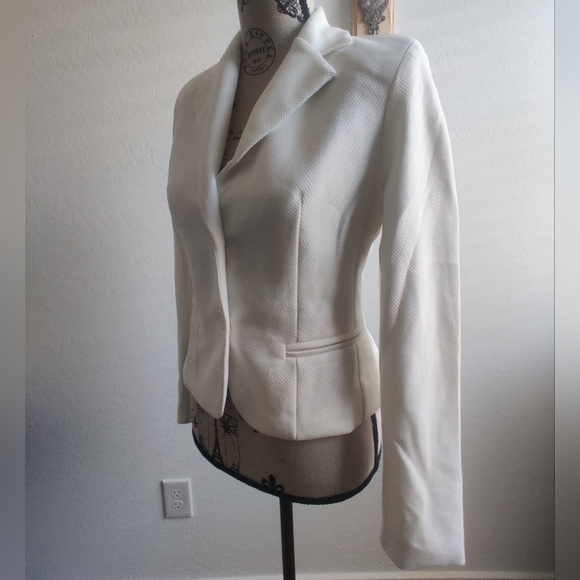 Bright White Hydromel (Brazilian) textured career suit jacket blazer (P) 🇧🇷 - Picture 4 of 8